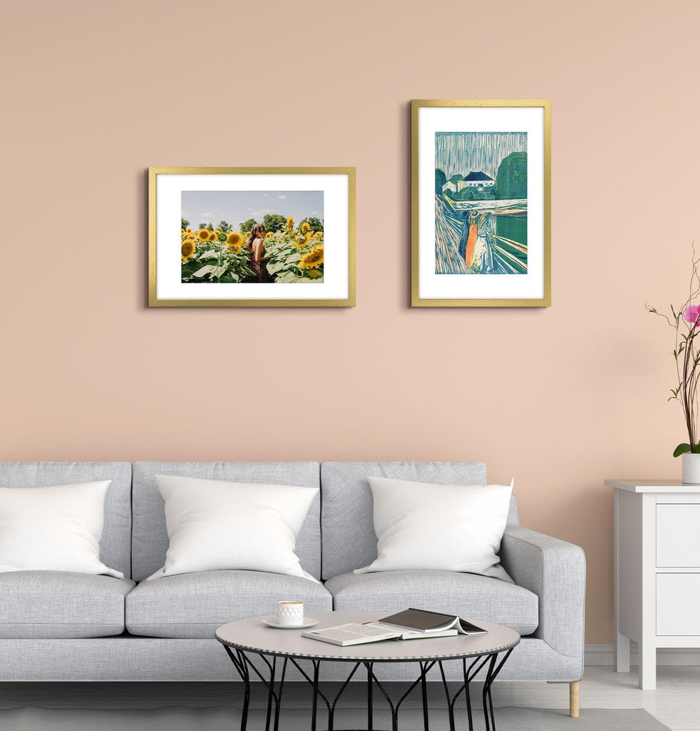 2 Pack 16x24 Gold Picture Frame with Real Glass Mat for 12x18
