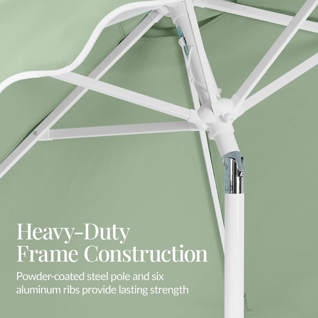 7.5ft Patio Market Umbrella with Wavy Trim, UV-Fade-Resistant 210g Canopy, Crank & Tilt, Wind Vent, Heavy-Duty Frame - S