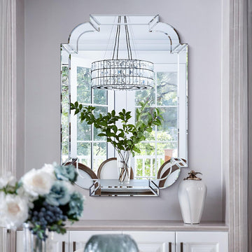 36''x24'' Bathroom Mirror with Beveled Glass, Elegant Decorative Mirror for Wall Decor, Modern Accent Mirror with
