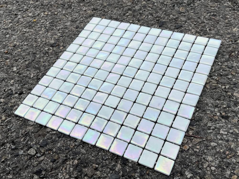 Square Iridescent Recycled Glass 1x1 Mosaic Floor Wall Pool Tile Backsplash , Swimming Pool Tile, Bathroom Shower
