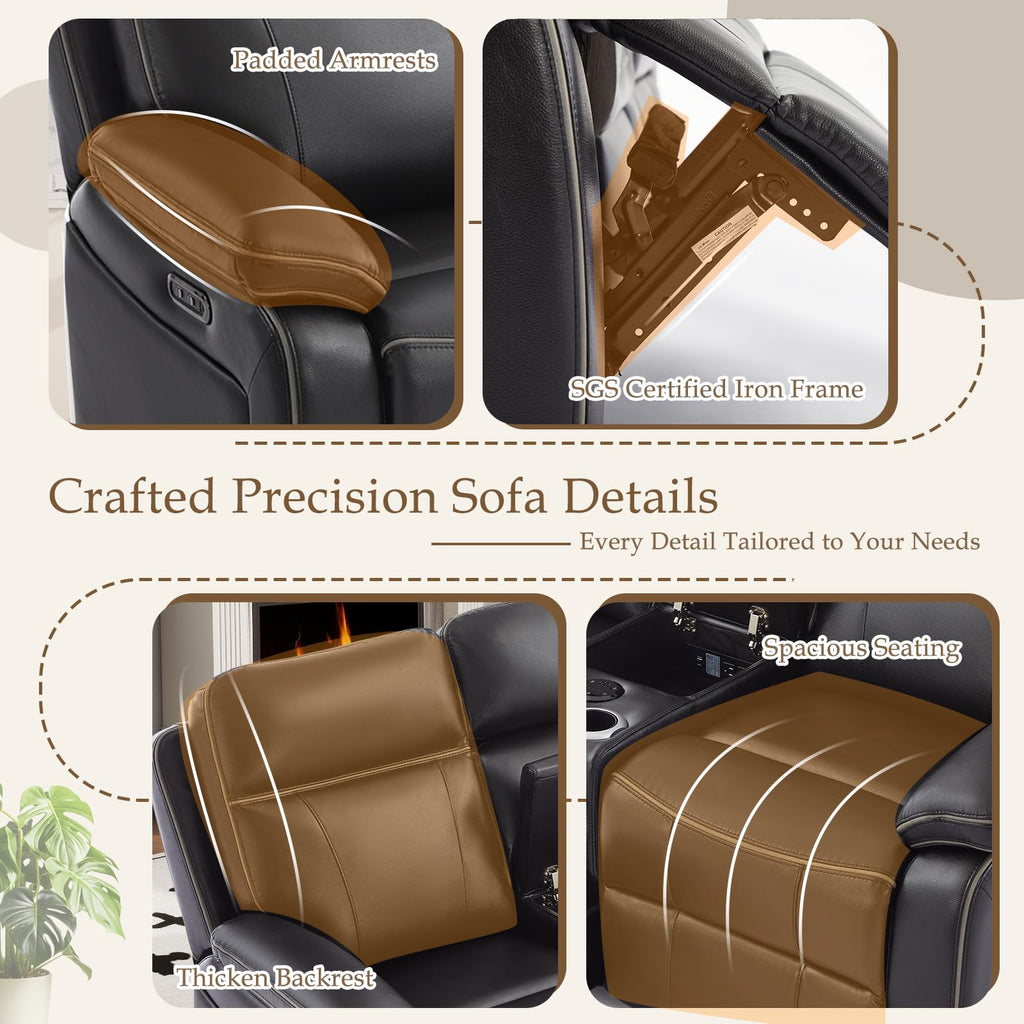 Power Reclining Loveseat with LED Reading Light/Storage Drawer, Power Loveseat Recliner Sofa, Reclining Loveseat with