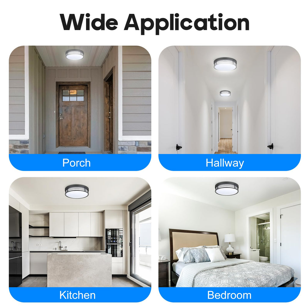 13 Inch LED Ceiling Lighting Fixture, 23W Black Flush Mount Ceiling Light with 5CCT(2700K/3000K/3500K/4000K/5000K)