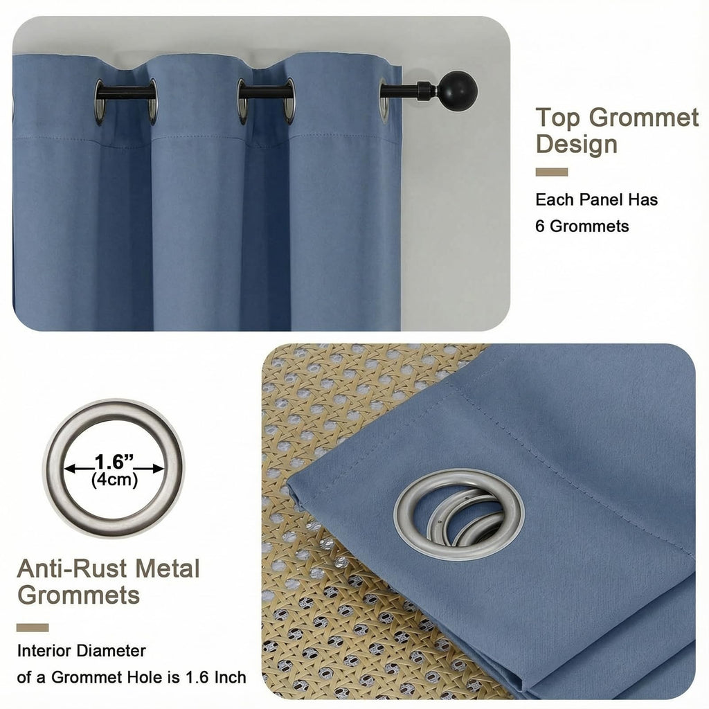 100% Blackout Curtains 54 Inch Length - Thermal Insulated Solid Thick Fabric Blackout Curtains, Sound Reducing