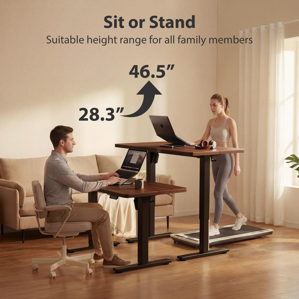 Standing Desk, 55x24 Inches Sit Stand Home Office Desk, Electric Stand up Desk, Adjustable Desk with Splice Board