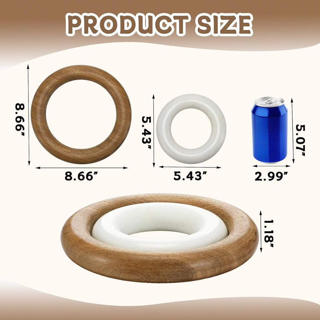 Wood and Marble Trivets, 5.5 Inch Natural Marble Trivet and 8 Inch Wooden Trivets Pot Holder for Hot Dishes - Set of 2