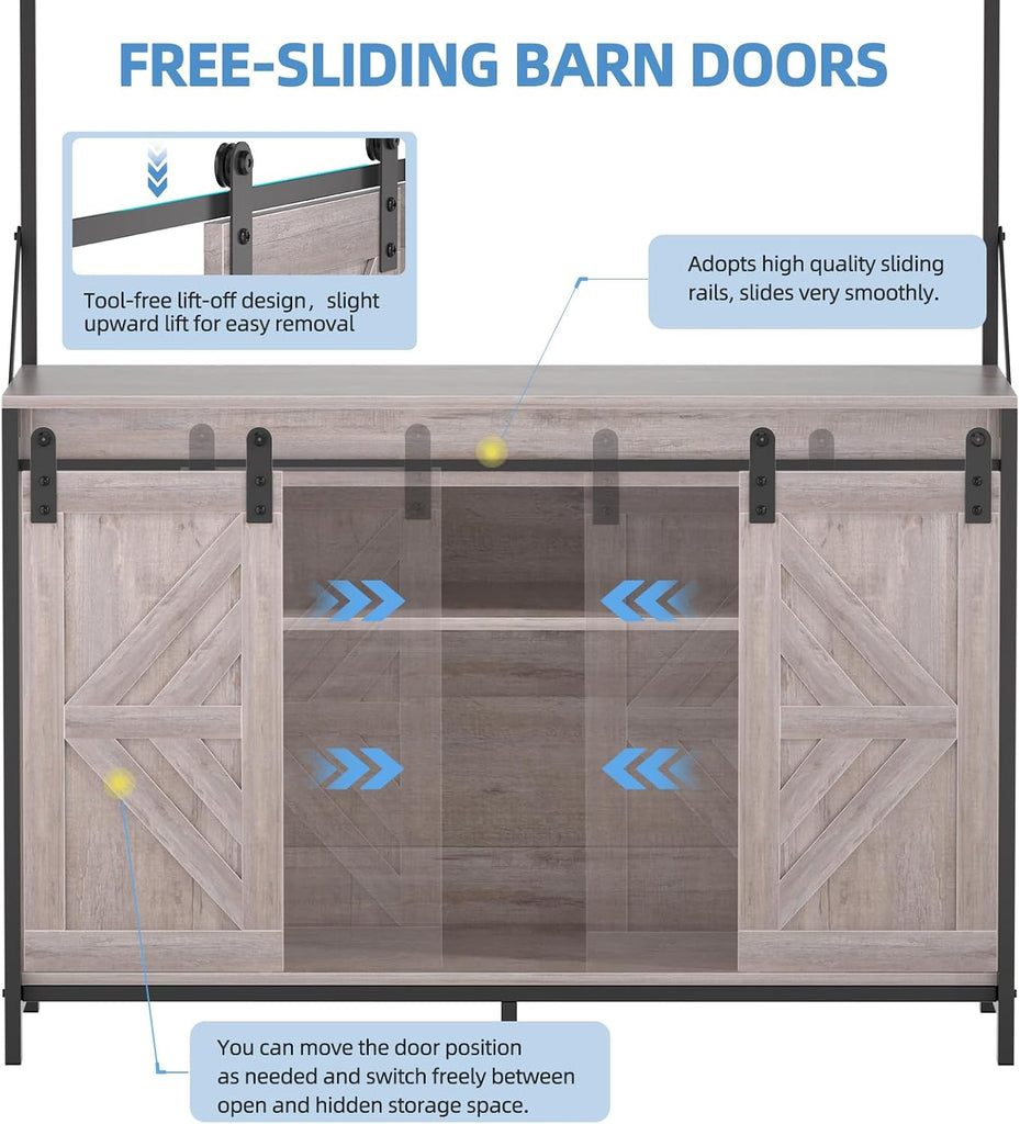 55-75 Gallon Fish Tank Stand with Power Outlets, Heavy Duty Metal Frame Aquarium Stand with Barn Door, Turtle Reptile