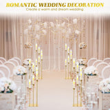 Tessco 4 Pcs 6 Arm Wedding Gold Candelabra Table Centerpiece 46.5" Floor Candle Holder Metal Tall Candlestick Acrylic