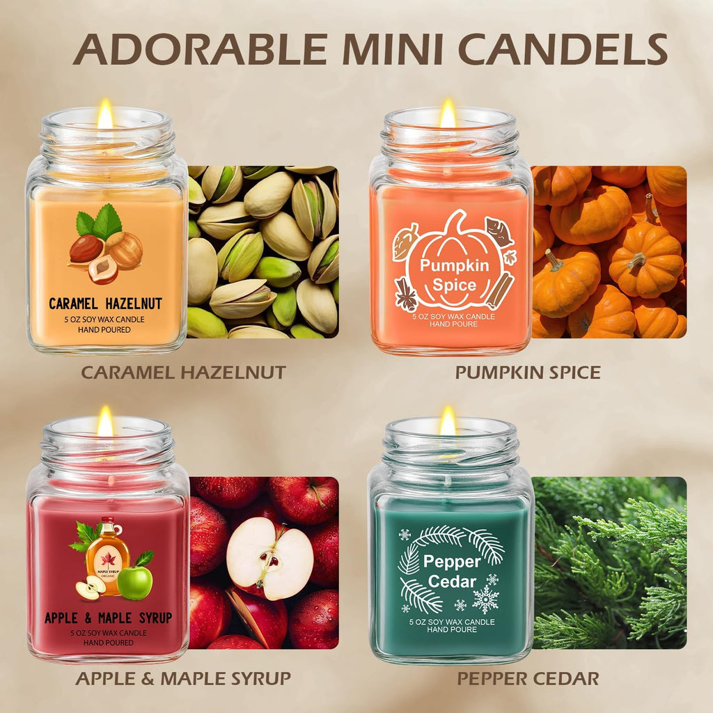 Scented Candles 4 Pack Soy Candles Set for Women Gift | Holiday Gift Decor, Holiday Candle Home Decor - Pumpkin - Set of 4