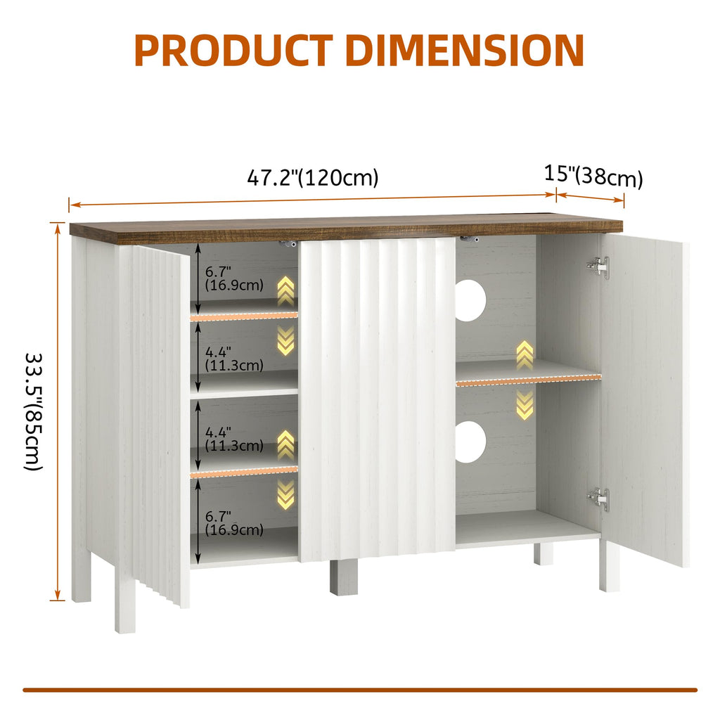 Shoe Storage Cabinet with Doors and Adjustable Shelves, White