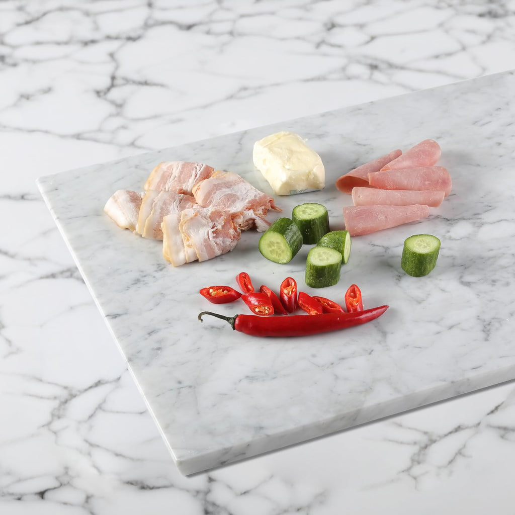 Italian Carrara Marble Cutting Board, 16x20inch Extra Large Hand Crafted Marble Slab for Cheese, Charcuterie, Pastry