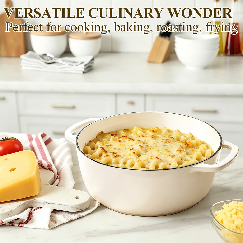 Enameled Cast Iron Dutch Oven Pot with Lid - 6QT Dutch Oven for Bread Baking, Braising, Stews, Roasting, Across All