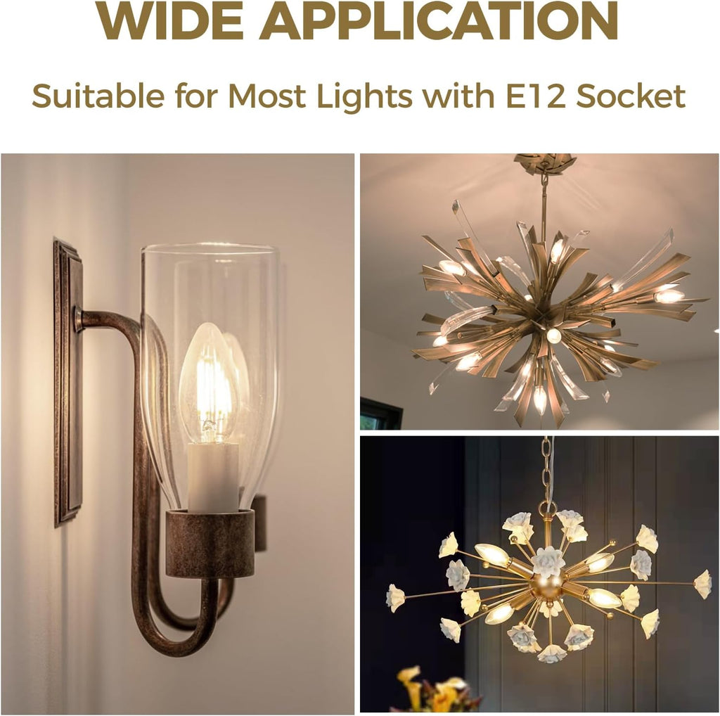 E12 LED Bulb Dimmable, 3000K 60W Eq Candelabra Light Bulbs, 6Pack