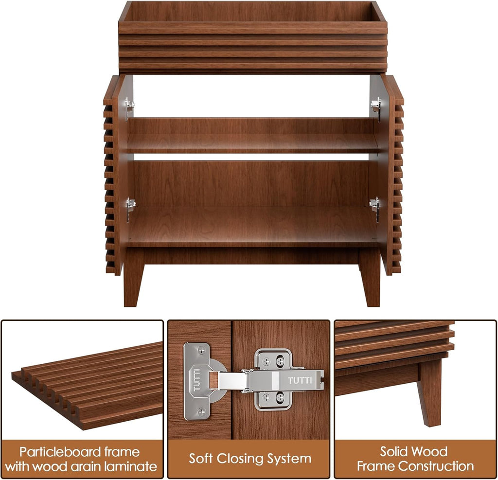 30" Bathroom Vanity, Mid-Century Freestanding Bathroom Vanity Cabinet with Storage