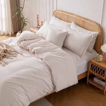 Bridal Blush 100% Washed Cotton Duvet Cover Set