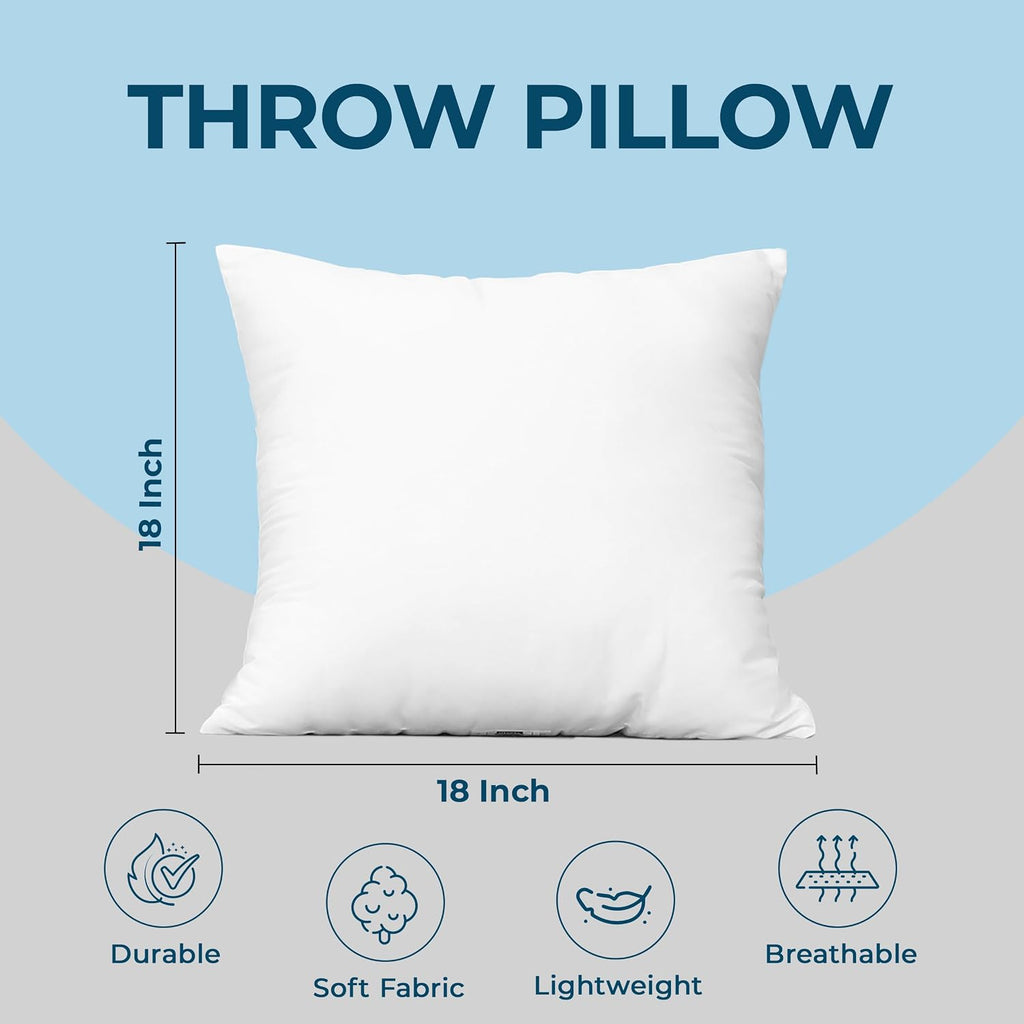Throw Pillows, Decorative 18x18 Pillow Inserts - Set of 4