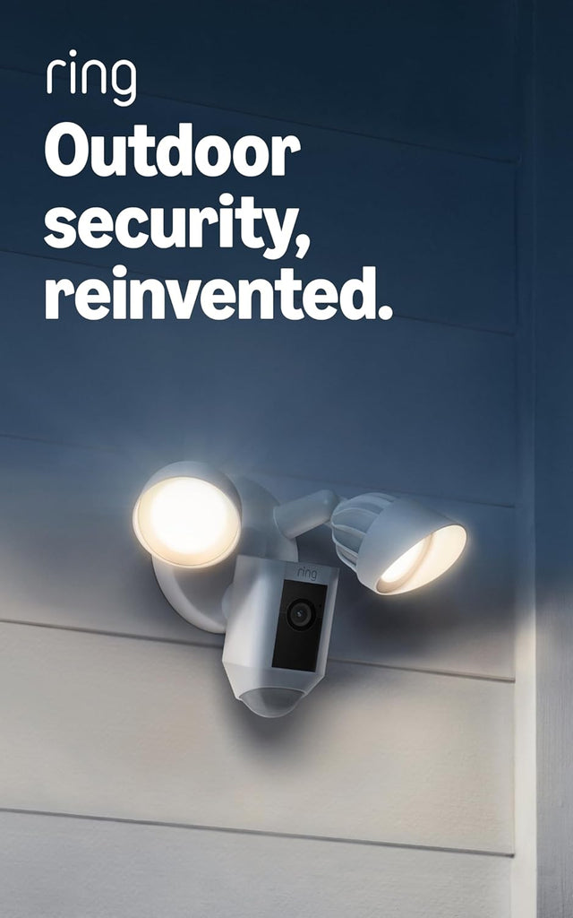 Floodlight Cam Wired Plus, Outdoor home or business security with motion-activated 1080p HD video and floodlights