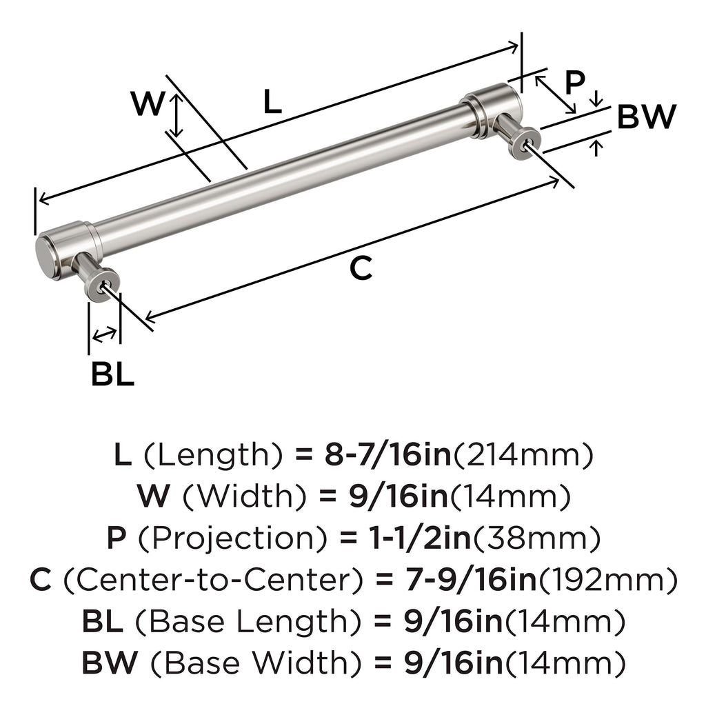 7-9/16" Faircrest Polished Nickel Drawer Pull