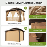 10x12FT Hardtop Gazebo, Metal Frame with Double Galvanized Steel Roof