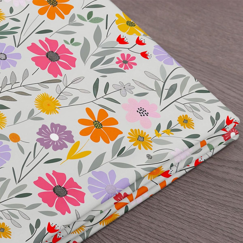 Colorful Flowers Fabric by The Yard, Romantic Countryside Flowers Soft Polyester No Stretch Sewing Craft, Vintage