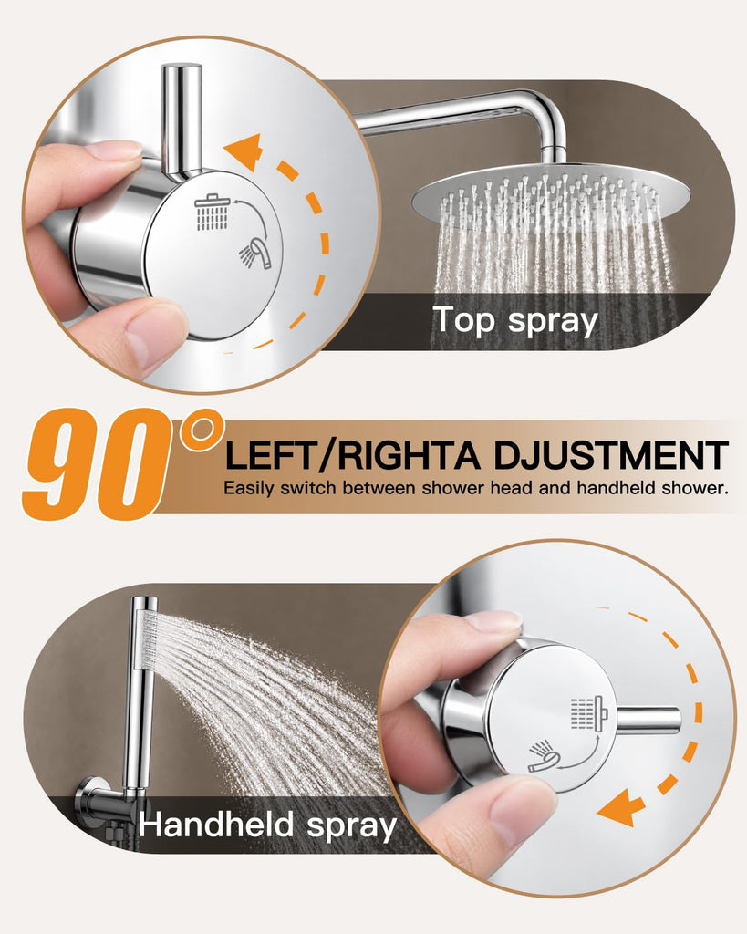 Shower Faucet Set with Rough-in Valve Trim Kit,Polish Chrome