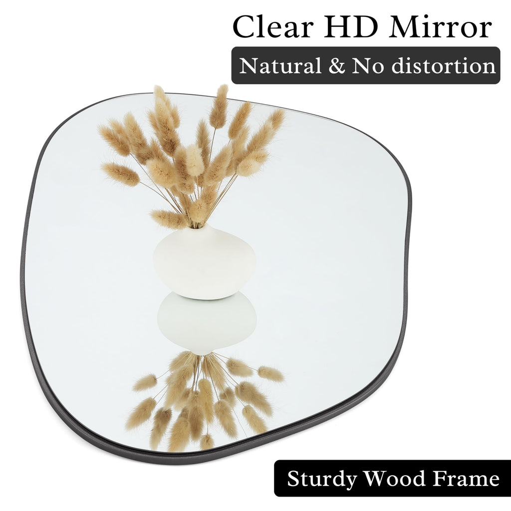 Irregular Wall Mirror Asymmetrical Mirror, 27''x19'' Black Mirror Bedroom Living Room Entryway, Decorative Modern