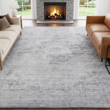 Washable Area Rug 9x12, Non-Slip Backing, Distressed Grey