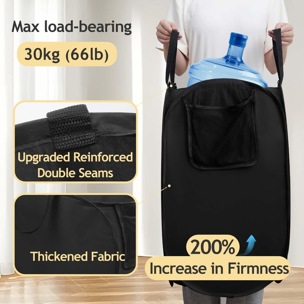 Upgraded Polyester Pop-up Laundry Hamper, 70L (18.5 Gal) Laundry Basket with Durable Handles, Solid Bottom, High