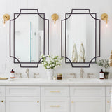 Black Wall Mirror , 36''X24'' Black Bathroom Mirror with Metal Frame, Antique Decorative Mirror Decor