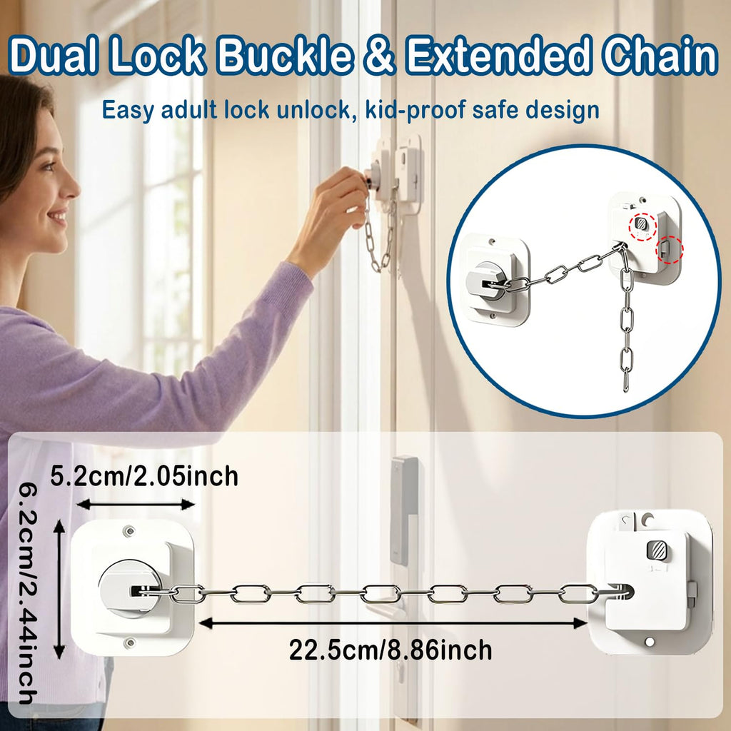 Child Proof Door Locks for Kids Safety, Adjustable Latch, 1 Pack White