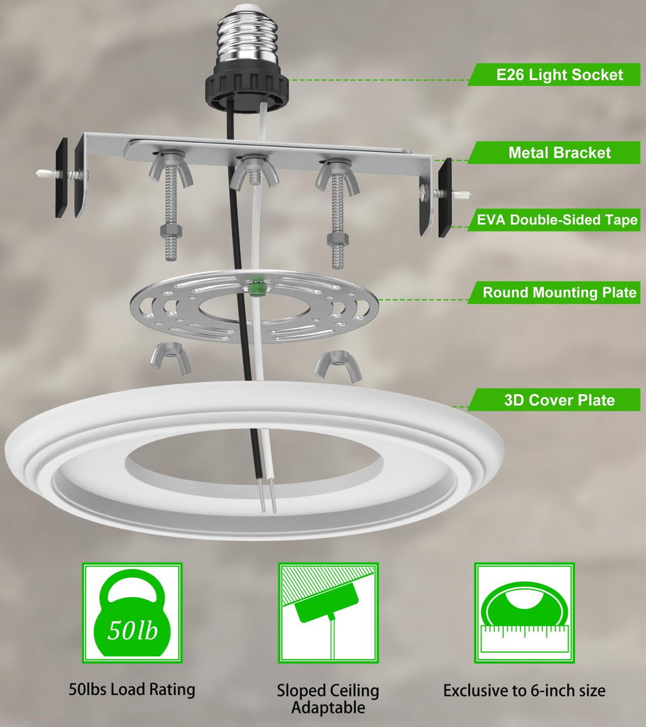 Recessed Can Light Conversion Kit for Pendant Light or Ceiling Fan, Ceiling Fixture Adapter with 73⁄4"