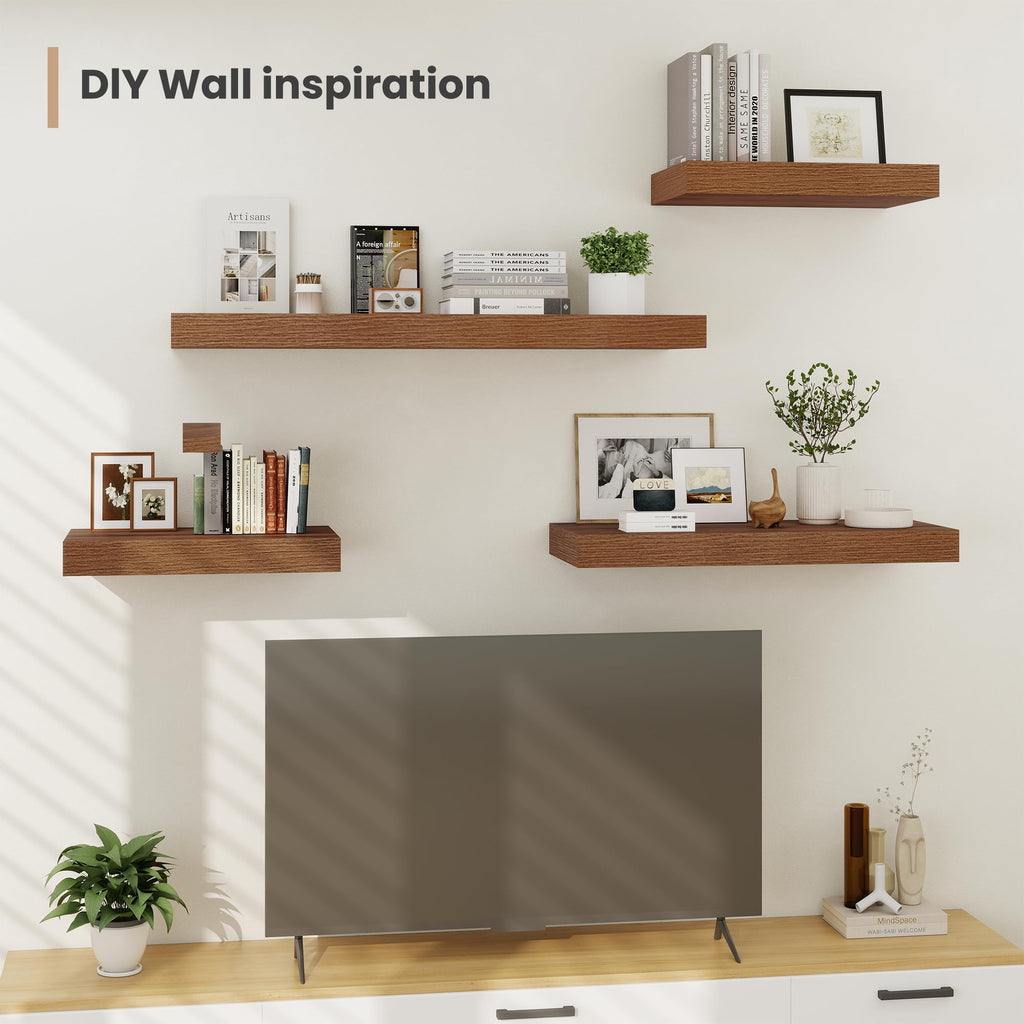 36 x 12 Deep Floating Shelves Wall Mounted Set of 2 Walnut
