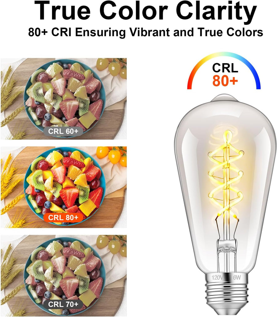 ST64 Edison Bulb E26 Dimmable, 6W Vintage LED Warm Light Bulbs