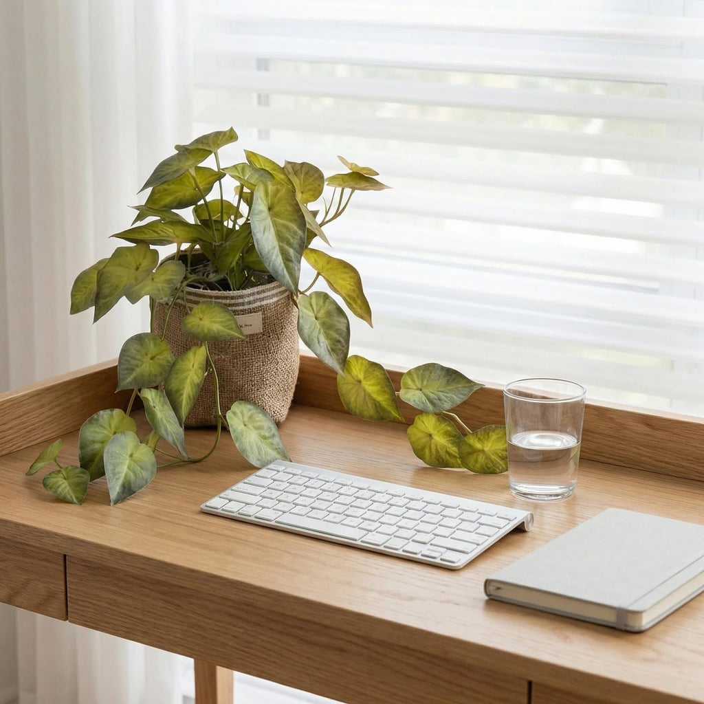 Fake Pothos Hanging Plant in Pot, Light Green Artificial Indoor Greenery