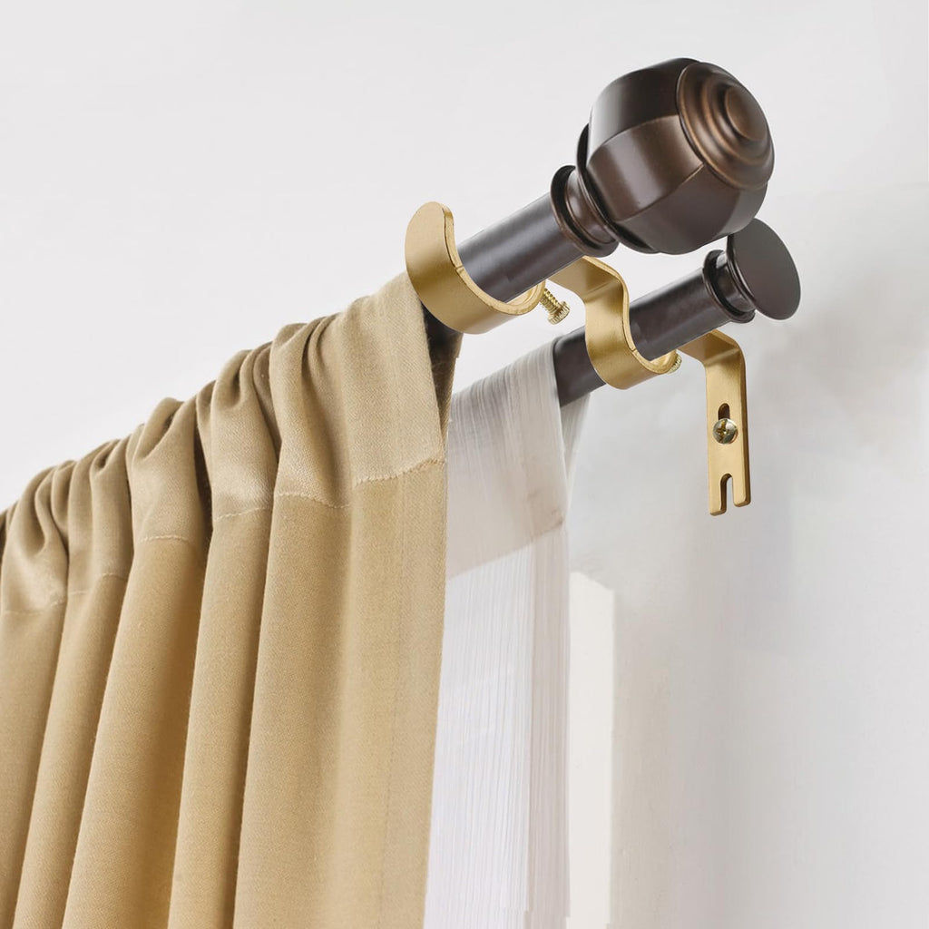 Double Curtain Rod Bracket 6 Pack Metal Curtain Rod Holders for Wall Sturdy Curtain Bracket for 1 Inch Curtain Rod