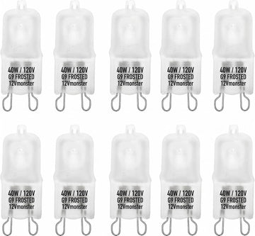 10 Pack Frosted Lense 40W Q40/G9/FR/120V G9 JCD 40 Watt 120 Volt T4 JD Type Halogen Light Bulb Photography Studio Bar