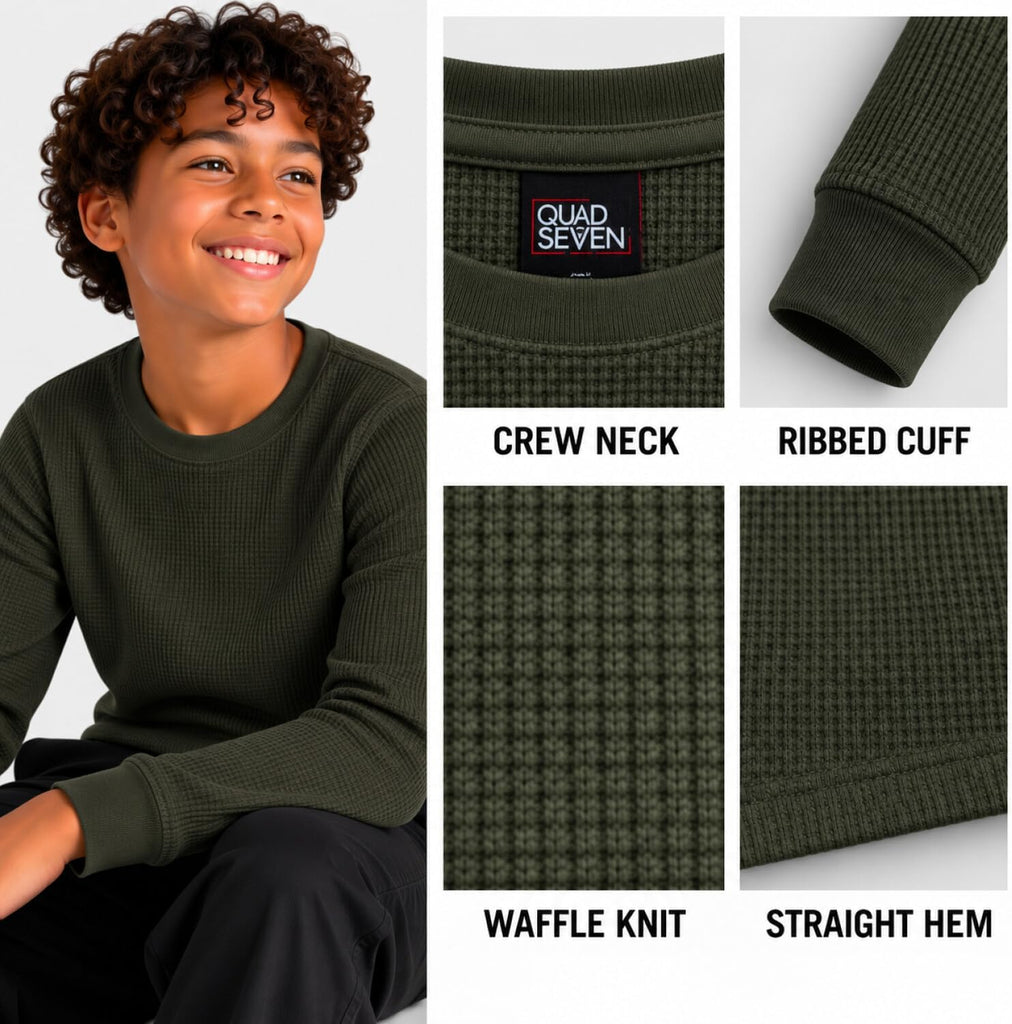 Boys 2 Pack Waffle Knit Long Sleeve Thermal Shirt