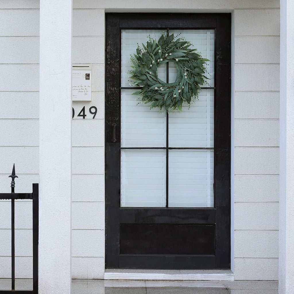 26" Large Artificial Eucalyptus Wreath with Seeds for Front Door(Green)