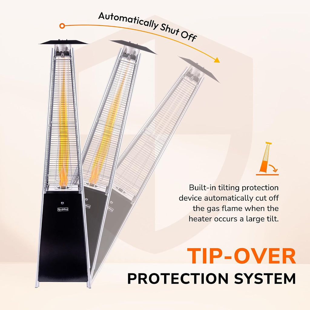Outdoor Pyramid Patio Heater, 40,000 BTU Propane Patio Heater with Glass Tube, Pulse Ignition & Triple Safety