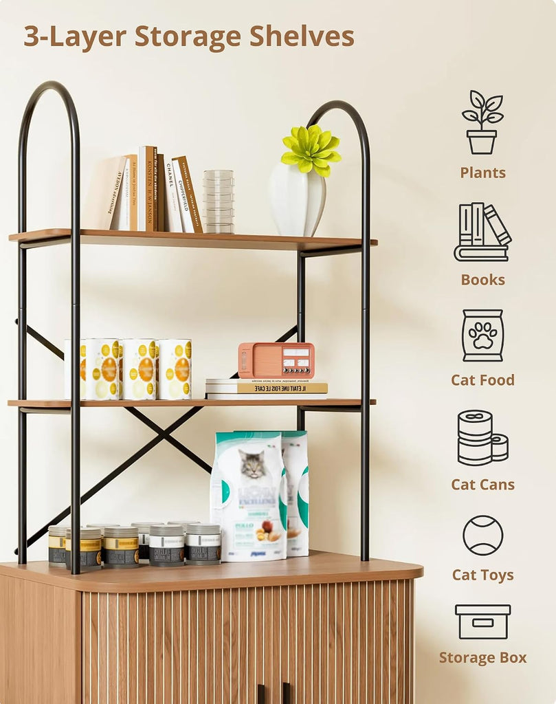 Cat Litter Box Enclosure Furniture, Hidden Litter Box Furniture Fit Most of Litter Boxes, Cat Washroom Cabinet and Pet