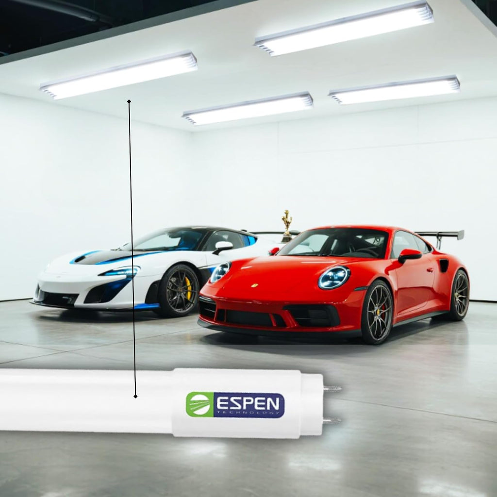 2FT LED T8 Type A+B Light Tube, Plug & Play or Ballast Bypass, 3500K Neutral White, 9W, 1350 Lumens, Glass
