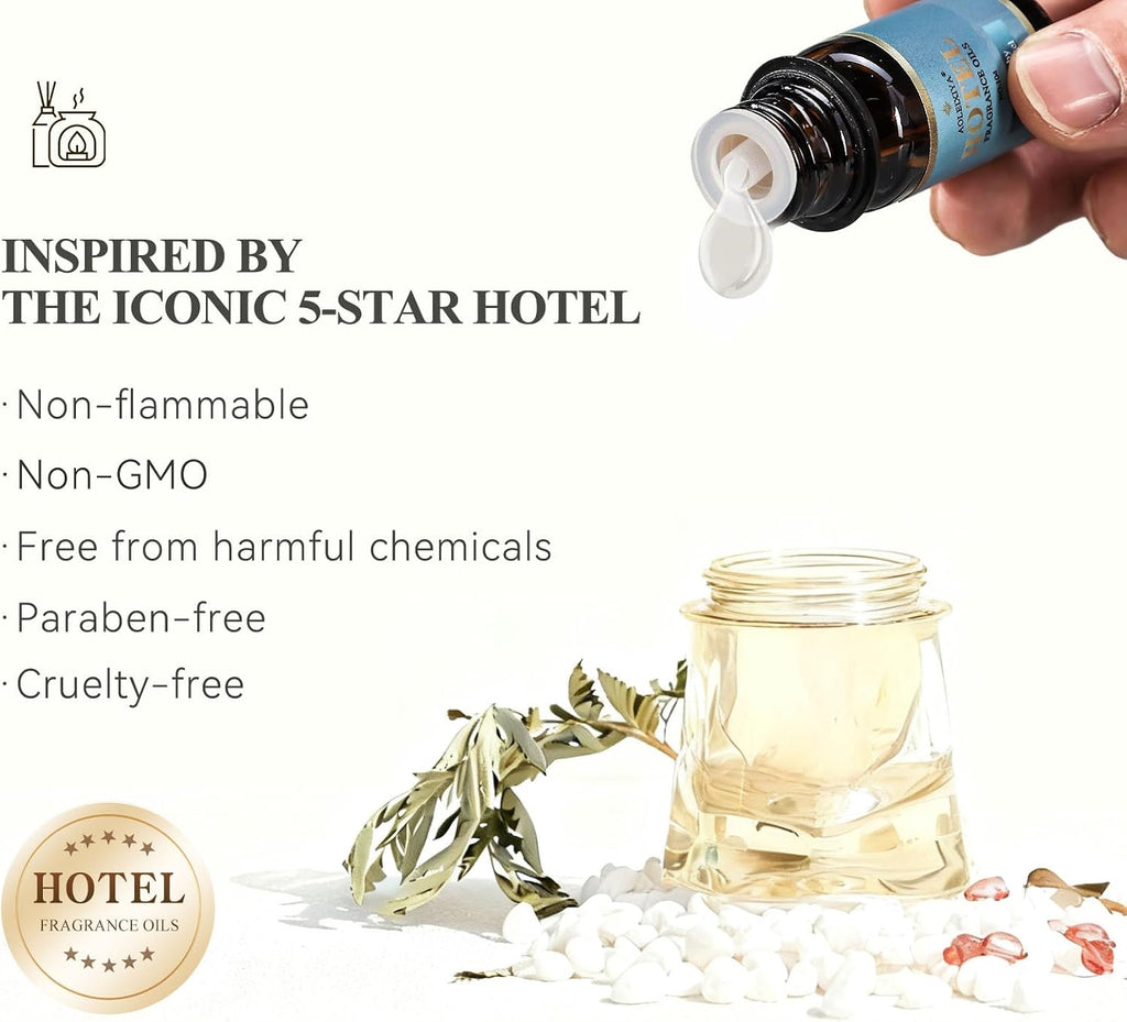 Hotel Diffuser Oil Gift Set - Inspired by 5-Star Hotel Fragrance Oil Set - My Way, White Tea,Baccarat,Four - Set of 8