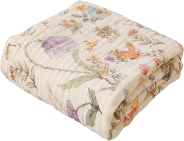 Layer Muslin Baby Blanket, Organic Cotton Blend (Garden, 43x43)