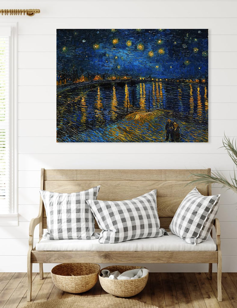 Starry Night Over the Rhone Canvas Print, Van Gogh Wall Art, 40x30 in