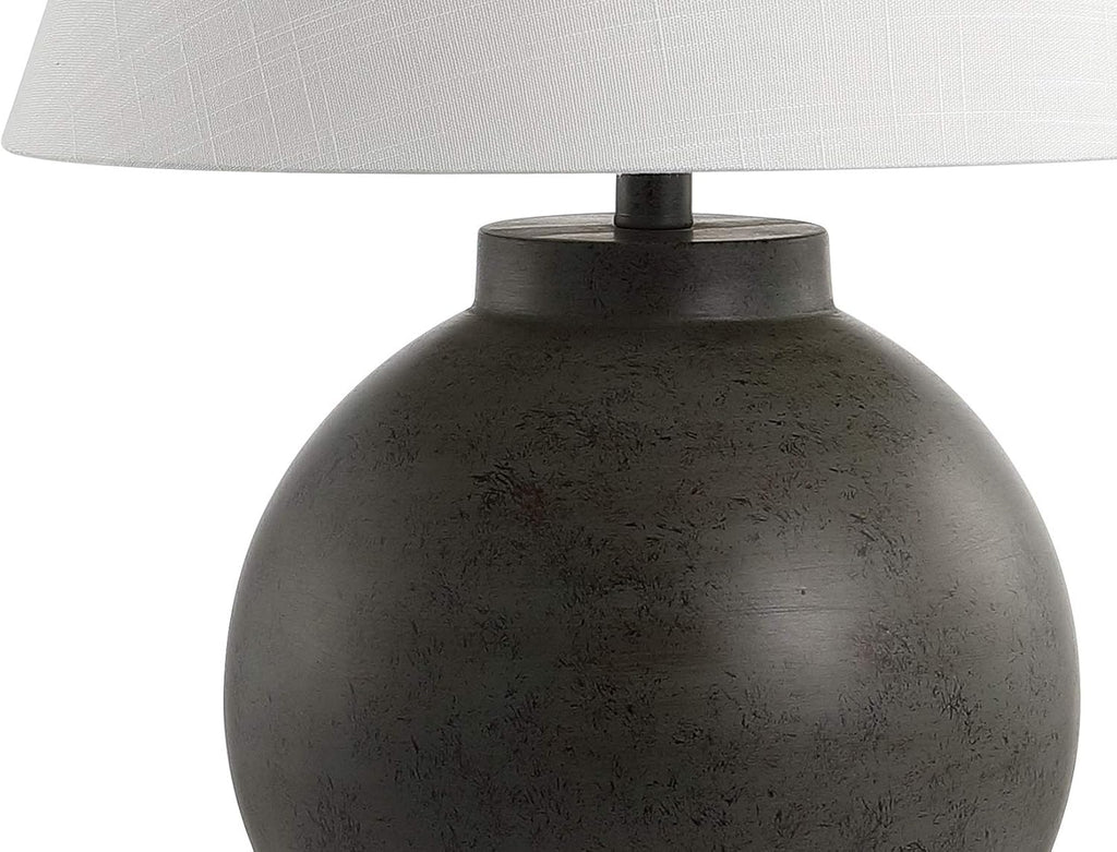 26" Dark Gray Contemporary Resin Sphere LED Table Lamp Bedroom, Transitional Sculptural Desk Lamp