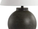 26" Dark Gray Contemporary Resin Sphere LED Table Lamp Bedroom, Transitional Sculptural Desk Lamp
