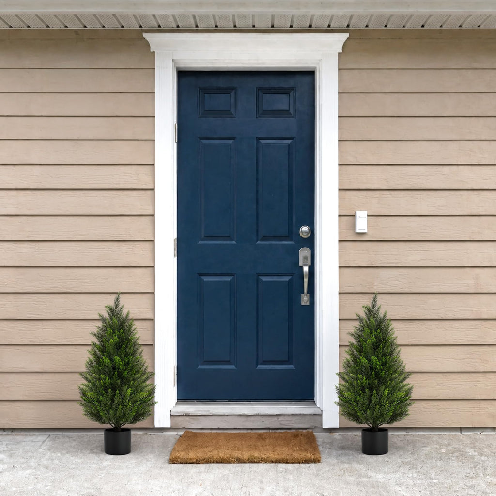 3FT Artificial Topiary Cedar Trees, UV-Resistant Faux Evergreen Outdoor Plants, Artificial Pine Tree for Outdoor