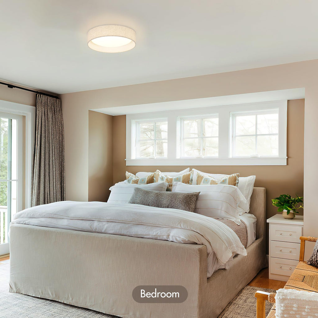 Modern Linen LED 13 Inch Ceiling Light Fixture with 24W 5CCT, Flush Mount Low Profile Room Lamp, Dimmable Minimalist