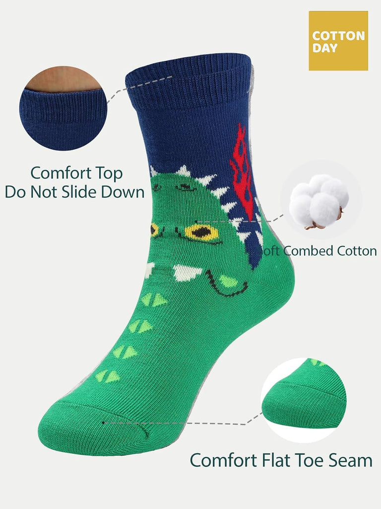 Kids Boys Crew Dress Socks Bright Colorful Pattern Design