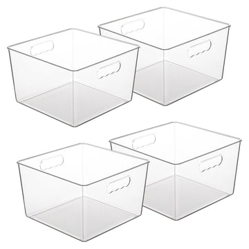 4 Pack Extra Large Clear Storage Bins, 11x11 Cube Organizer