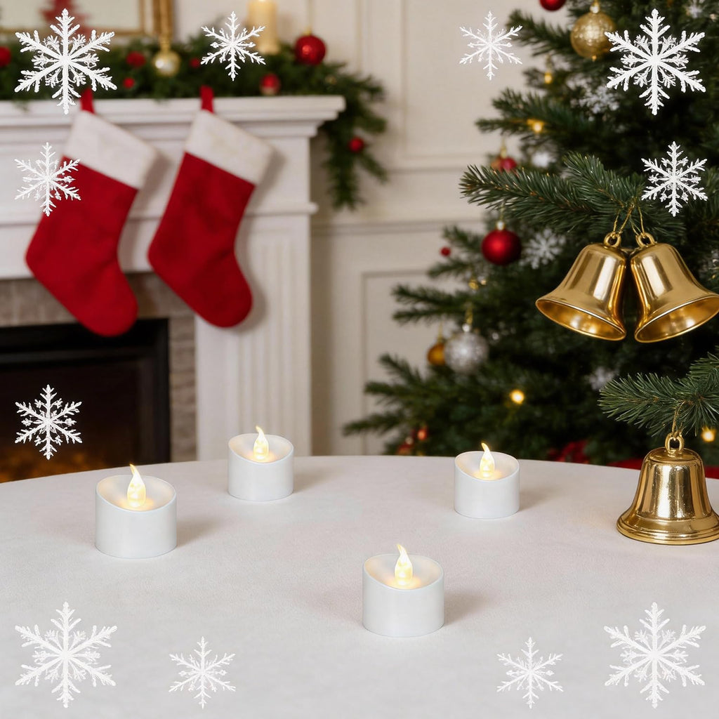 200 Pack Flickering LED Tea Lights, Last 100H+, Warm White Light